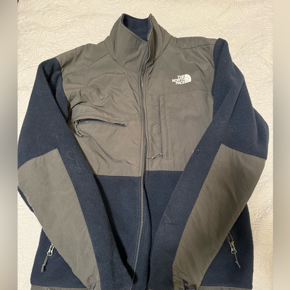 North Face full zip up, navy blue